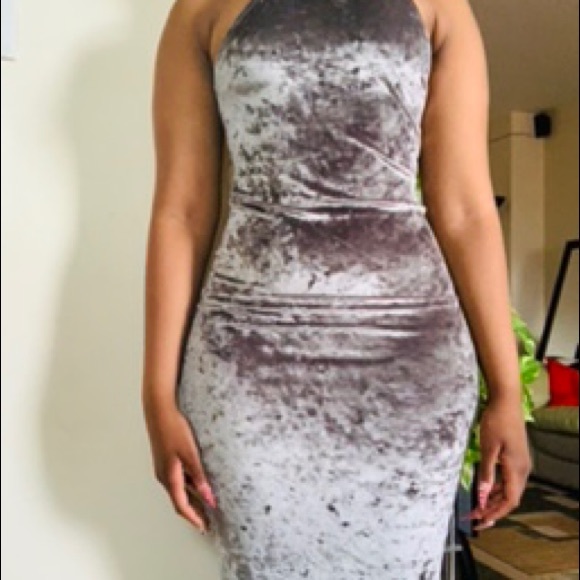 Velvet midi high neck dress - Picture 5 of 5